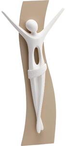 Crocefisso Cristo KENOBIS Grande in resina e legno 40x18,5 cm colore bianco