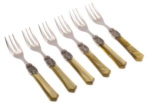 Forchettine da Dolce set da 6 pezzi vittoria in acciaio inox 18/10 manico in plexiglas effetto madreperlato 2,5 mm colorato verde