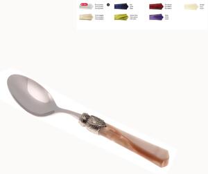 Cucchiaino da Caff� VITTORIA Set di 6 Pezzi in acciaio 18.10 Lunghezza 16 cm manico in Plexiglas con ghiera Anticata lavabile in lavastoviglie Champagne