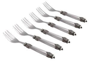 Forchettine da Dolce set da 6 pezzi ARIANNA in acciaio inox 18/10 manico in plexiglas effetto madreperlato 2,5 mm colorato GRIGIO