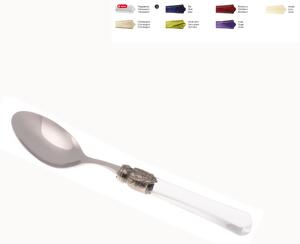 Cucchiaino da Caff� VITTORIA Set di 6 Pezzi in acciaio 18.10 Lunghezza 16 cm manico in Plexiglas con ghiera Anticata lavabile in lavastoviglie trasparente