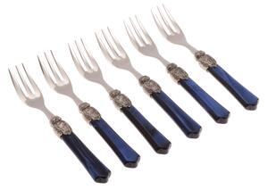 Forchettine da Dolce set da 6 pezzi vittoria in acciaio inox 18/10 manico in plexiglas effetto madreperlato 2,5 mm colorato blu