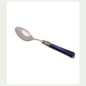 Cucchiaino da Caff� VITTORIA Set di 6 Pezzi in acciaio 18.10 Lunghezza 16 cm manico in Plexiglas con ghiera Anticata lavabile in lavastoviglie blu