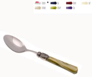 Cucchiaino da Caff� VITTORIA Set di 6 Pezzi in acciaio 18.10 Lunghezza 16 cm manico in Plexiglas con ghiera Anticata lavabile in lavastoviglie Verde