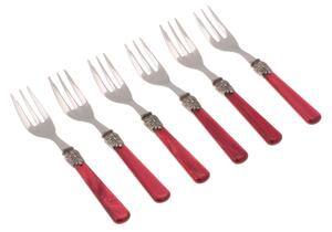 Forchettine da Dolce set da 6 pezzi ELENA in acciaio inox 18/10 manico in metacrilato spessore 1,5 mm colorato Bordeaux