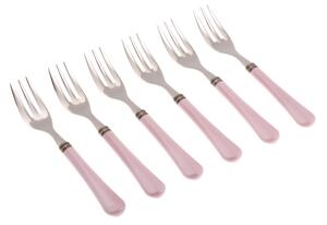 Forchettine da Dolce set da 6 pezzi GIULIETTA in acciaio inox 18/10 manico in metacrilato spessore 1,5 mm colorato Rosa