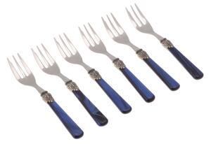 Forchettine da Dolce set da 6 pezzi ELENA in acciaio inox 18/10 manico in metacrilato spessore 1,5 mm colorato Blu