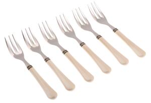 Forchettine da Dolce set da 6 pezzi GIULIETTA in acciaio inox 18/10 manico in metacrilato spessore 1,5 mm colorato Avorio
