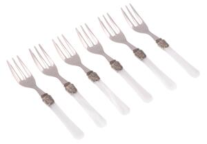 Forchettine da Dolce set da 6 pezzi PENELOPE in acciaio inox 18/10 manico in metacrilato spessore 2,5 mm colorato bianco