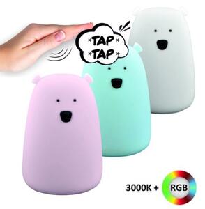 Lampada touch LED RGB per bambini BEAR LED/0,8W/5V rosa + USB