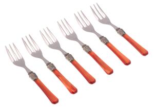 Forchettine da Dolce set da 6 pezzi PENELOPE in acciaio inox 18/10 manico in metacrilato spessore 2,5 mm colorato arancio