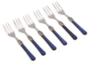 Forchettine da Dolce set da 6 pezzi PENELOPE in acciaio inox 18/10 manico in metacrilato spessore 2,5 mm colorato blu