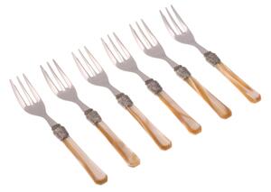 Forchettine da Dolce set da 6 pezzi PENELOPE in acciaio inox 18/10 manico in metacrilato spessore 2,5 mm colorato champagne