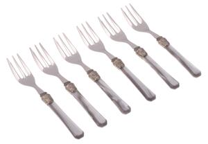 Forchettine da Dolce set da 6 pezzi PENELOPE in acciaio inox 18/10 manico in metacrilato spessore 2,5 mm colorato grigio