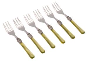 Forchettine da Dolce set da 6 pezzi PENELOPE in acciaio inox 18/10 manico in metacrilato spessore 2,5 mm colorato verde oliva