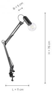 JUST LIGHT. 14773-18 - Lampada da tavolo con morsetto TURN ME 1xE27/60W/230V nero