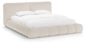 Letto matrimoniale imbottito beige con contenitore con rete inclusa 200x200 cm Solange – Micadoni