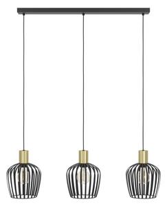 Eglo 901037 - Lampadario a sospensione con filo EMPOLI 3xE27/40W/230V nero/oro