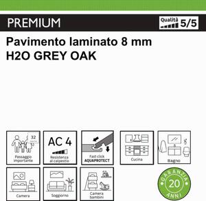 Pavimento laminato passaggio importante Grey Oak grigio / argento Sp 8mm
