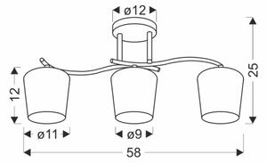 Lampadario a sospensione con supporto rigido ESNYR 3xE27/40W/230V nero/bianco