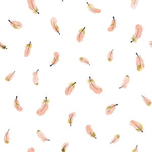 Carta da parati per bambini 10 m x 50 cm Gold Feathers - Lilipinso