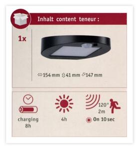 Paulmann 94246 - LED/1,2W IP44 Lampada solare da esterno con sensore RYSE 3,7V