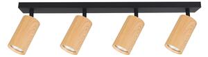 Brilagi - Faretto SELE 4xGU10/30W/230V nero/decorazioni in rovere