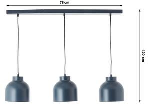 Lampadario Industriale Tonka grigio/ blu in metallo, D. 78 cm, L. 120 cm, 3 luci, INSPIRE