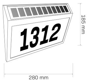 Numero civico solare LED NUMERO LED/3,7V 6000K 1200 mAh IP44 nero