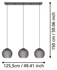 Eglo 390214 - Lampadario a sospensione con filo ARANGONA 3xE27/40W/230V fumé
