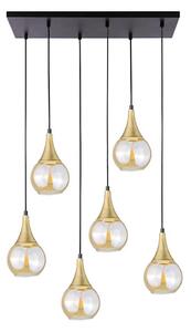 Lampadario a sospensione con filo LACRIMA HONEY 6xE27/60W/230V nero/oro/fumé beige