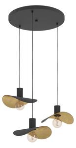 Eglo 390395 - Lampadario a sospensione con filo SACEDA 3xE27/40W/230V nero/oro
