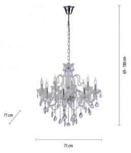 Paul Neuhaus 3081-00 - Lampadario di cristallo su catena GRACIA 8xE14/40W/230V argento