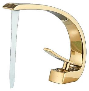 Miscelatore per lavabo, da montare a incasso, struttura in ottone, finitura oro, colore oro