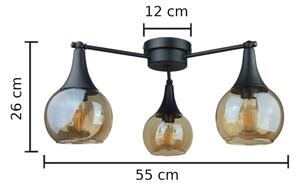 Lampadario a plafone STAR 3xE27/60W/230V nero/fumé beige