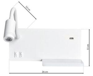 Applique LED SHELF LED/4W+LED/5W+LED/2W/230V + porta USB bianca