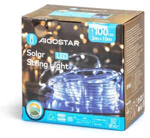 Aigostar - Catena luminosa solare a LED 100xLED/8 funzioni 12m IP65 bianco freddo