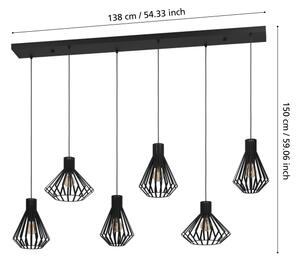 Eglo 390126 - Lampadario a sospensione con filo BASIDANO 6xE27/40W/230V nero