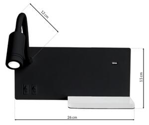 Applique a LED SHELF LED/4W+LED/5W+LED/2W/230V nero