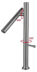 Miscelatore per cucina - Miscelatore per lavello - Acqua calda e fredda - Girevole a 360° - Valvola in Vetroceramica - Miscelatore monocomando - Installazione monoblocco - Finitura grigio scuro spazzolato