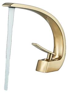 Miscelatore per lavabo, da montare a incasso, struttura in ottone, finitura oro spazzolato, finitura oro spazzolato