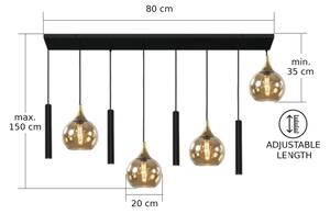 Lampadario a sospensione con filo CALYPSO 4xGU10/60W/230V + 4xE27/60W nero/oro