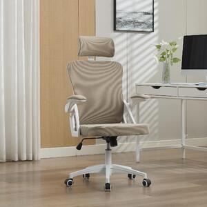 Sedia da ufficio ergonomica, con supporto lombare regolabile, poggiatesta e schienale alto. Colore: kaki