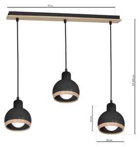 Lampadario su filo OVAL 3xE27/60W/230V nero