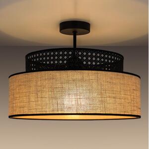 Lampadario a plafone BOHO 1xE27/60W/230V diametro 40 cm nero/rattan
