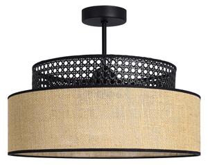 Lampadario a plafone BOHO 1xE27/60W/230V diametro 40 cm nero/rattan