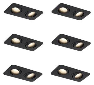 Set di 6 faretti da incasso arrotondati neri GU10 50mm orientabili e inclinabili IP44 2-luci - Alberto