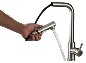 Miscelatore da cucina, con funzione spray estraibile, rotazione a 360°, finitura in nichel spazzolato, finitura in nichel spazzolato