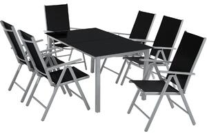 TecTake GmbH 402167 set di sedie e tavolo in alluminio 6+1