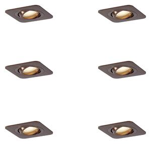 Set di 6 faretti da incasso arrotondati bronzo scuro GU10 50mm IP44 - Alberto